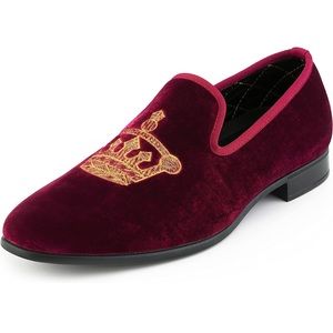 Amali Men’s Smoking Slippers, Embroidered Slip Ons, size 15